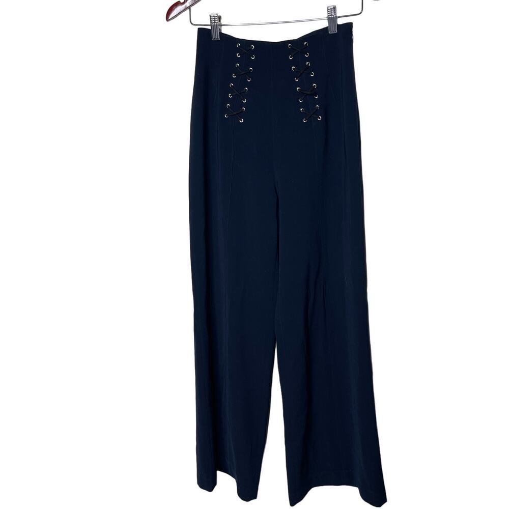 Vintage Mugler Pullover High Waist Wide Leg Pants Blue Womens 38